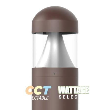 Portor Architectural Round Bollard Light, CCT and Wattage Selector, Cone Style PT-ABL-R-DTP-C-3CP